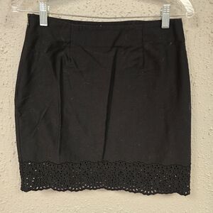 White House Black Market Black Skirt with Lace Hem